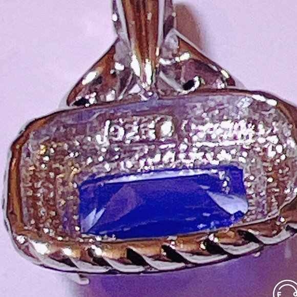 NEW Blue Cushion Cut GEMSTONE Silver Pendant - 925 SILVER - Picture 6 of 8
